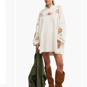 FREE PEOPLE | Floral Over-Sized Graphic Hoodie